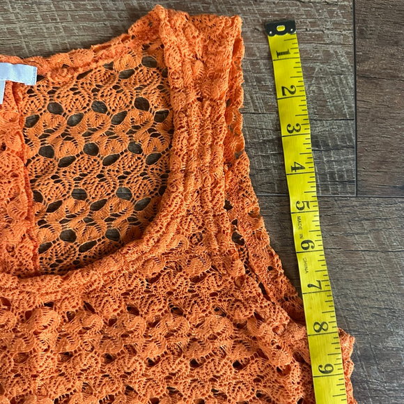 Women's Fever Orange Crochet Knit Tank Top M - Picture 4 of 10